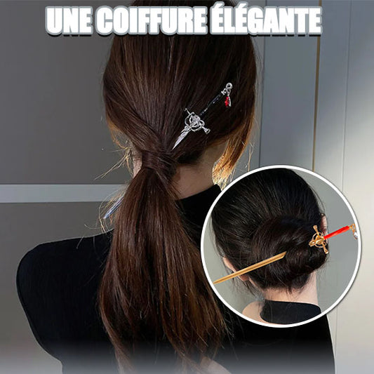 Épingle à cheveux en forme d'épée – Accessoire vintage pour coiffure, bâton de cheveux style chinois et Harajuku